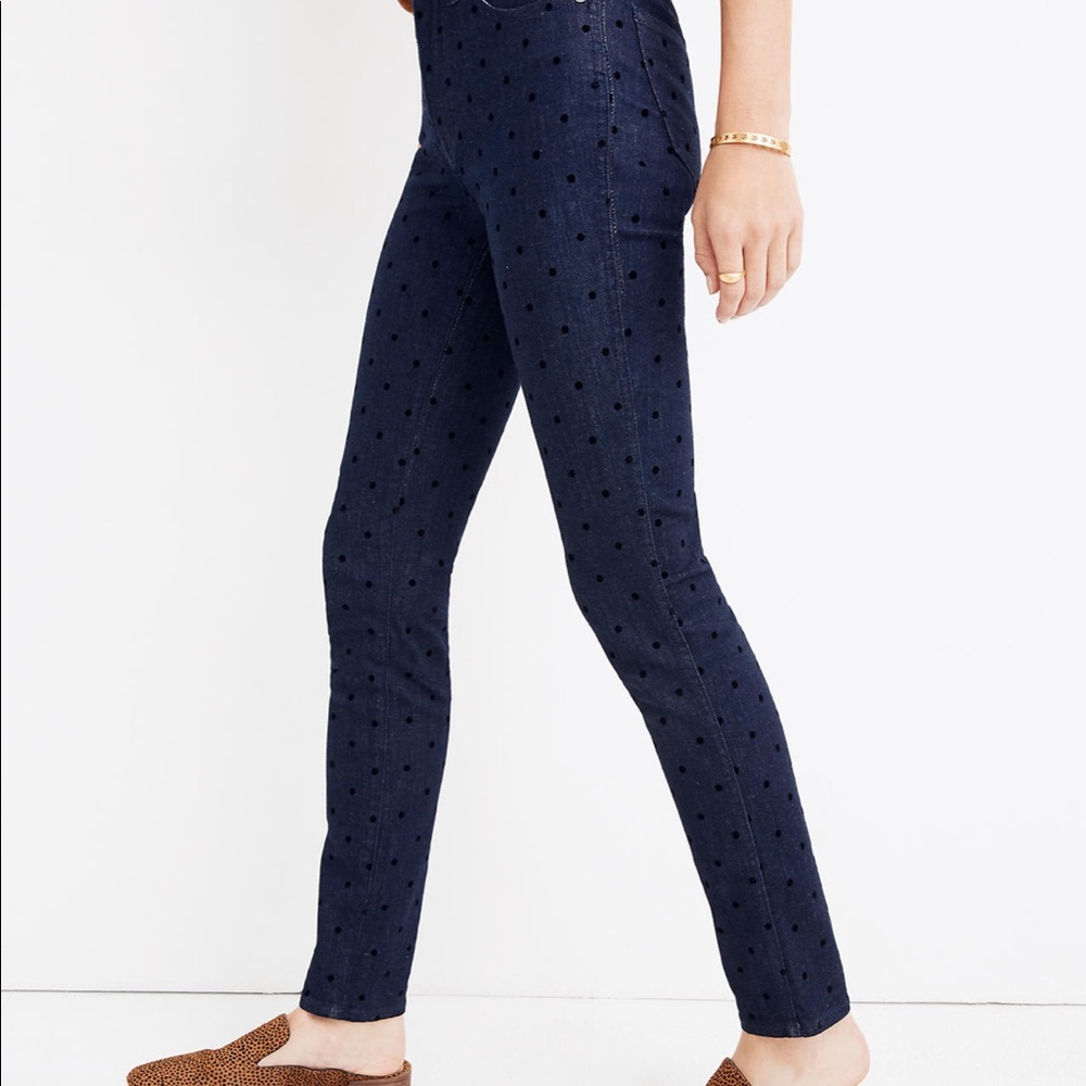 NEW Madewell 9” Flocked Dots Skinny Jeans 31